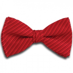 Polyester Pre-Tied Red Bow Tie with Diagonal Stripe Design